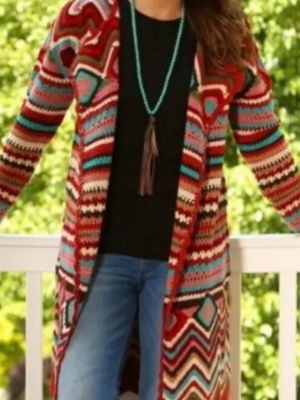 Wrangler Crochet Knit Long Open Front Cardigan